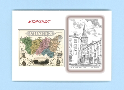Cartes Postales impression Noir avec dpartement sur la ville de MIRECOURT Titre : eglise