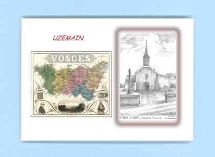 Cartes Postales impression Noir avec dpartement sur la ville de UZEMAIN Titre : chapelle de thielouze