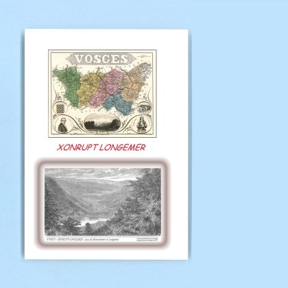 Cartes Postales impression Noir avec dpartement sur la ville de XONRUPT LONGEMER Titre : lacs de retournemer, longemer