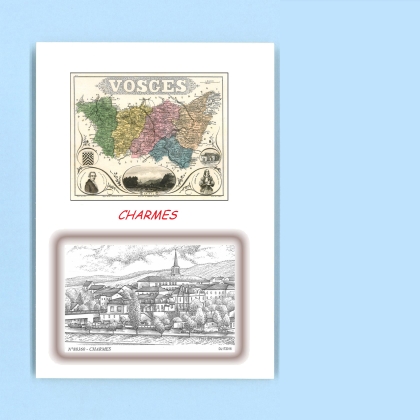 Cartes Postales impression Noir avec dpartement sur la ville de CHARMES Titre : vue