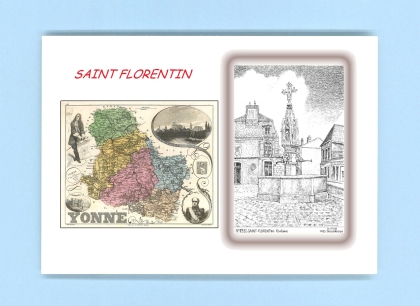 Cartes Postales impression Noir avec dpartement sur la ville de ST FLORENTIN Titre : fontaine