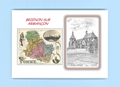 Cartes Postales impression Noir avec dpartement sur la ville de BRIENON SUR ARMANCON Titre : eglise