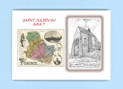 Cartes Postales impression Noir avec dpartement sur la ville de ST JULIEN DU SAULT Titre : chapelle vauguillain