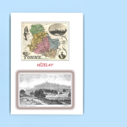 Cartes Postales impression Noir avec dpartement sur la ville de VEZELAY Titre : vue