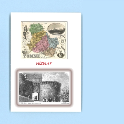 Cartes Postales impression Noir avec dpartement sur la ville de VEZELAY Titre : porte de ville
