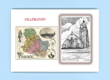 Cartes Postales impression Noir avec dpartement sur la ville de VILLEBLEVIN Titre : eglise