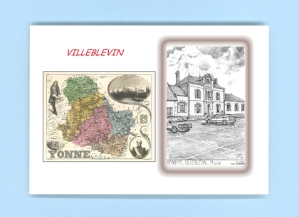 Cartes Postales impression Noir avec dpartement sur la ville de VILLEBLEVIN Titre : mairie