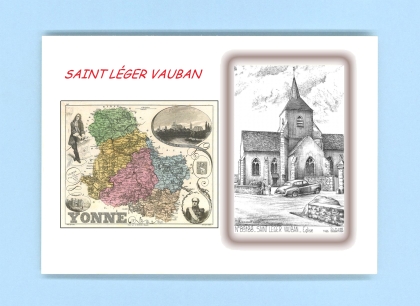 Cartes Postales impression Noir avec dpartement sur la ville de ST LEGER VAUBAN Titre : eglise
