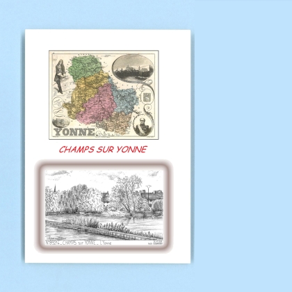 Cartes Postales impression Noir avec dpartement sur la ville de CHAMPS SUR YONNE Titre : l yonne