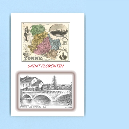 Cartes Postales impression Noir avec dpartement sur la ville de ST FLORENTIN Titre : pont