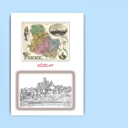 Cartes Postales impression Noir avec dpartement sur la ville de VEZELAY Titre : vue
