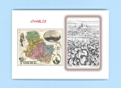 Cartes Postales impression Noir avec dpartement sur la ville de CHABLIS Titre : vue
