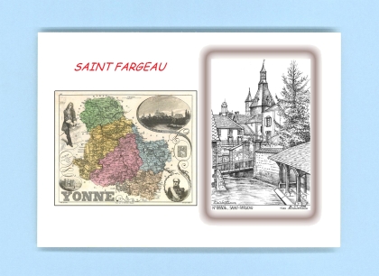Cartes Postales impression Noir avec dpartement sur la ville de ST FARGEAU Titre : vue