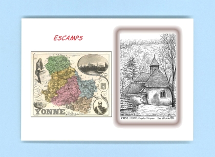 Cartes Postales impression Noir avec dpartement sur la ville de ESCAMPS Titre : chapelle d avigneau