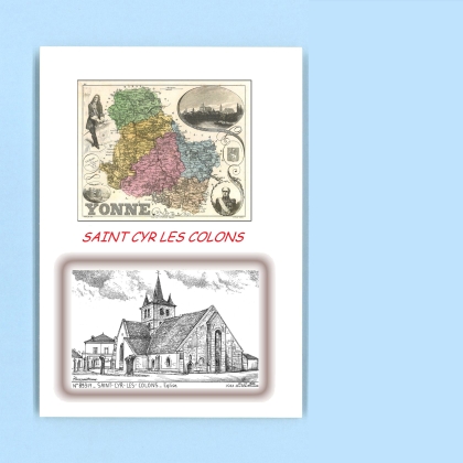 Cartes Postales impression Noir avec dpartement sur la ville de ST CYR LES COLONS Titre : eglise