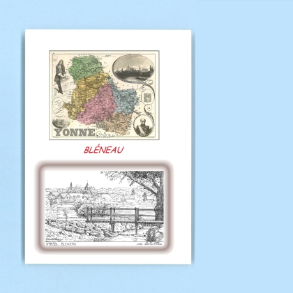 Cartes Postales impression Noir avec dpartement sur la ville de BLENEAU Titre : vue