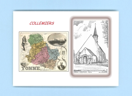 Cartes Postales impression Noir avec dpartement sur la ville de COLLEMIERS Titre : eglise