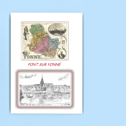 Cartes Postales impression Noir avec dpartement sur la ville de PONT SUR YONNE Titre : les quais (d apres ca)