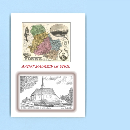 Cartes Postales impression Noir avec dpartement sur la ville de ST MAURICE LE VIEIL Titre : eglise