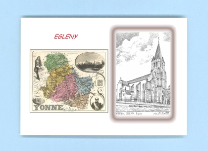 Cartes Postales impression Noir avec dpartement sur la ville de EGLENY Titre : eglise