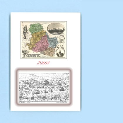 Cartes Postales impression Noir avec dpartement sur la ville de JUSSY Titre : vue