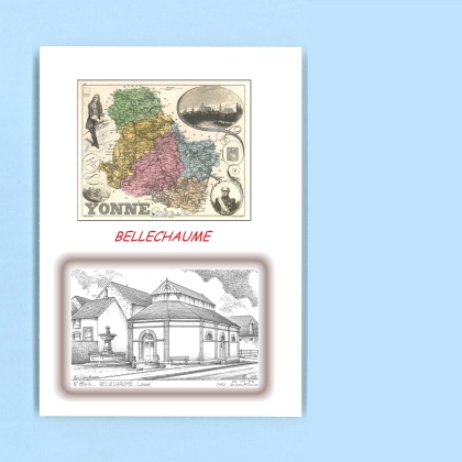 Cartes Postales impression Noir avec dpartement sur la ville de BELLECHAUME Titre : lavoir