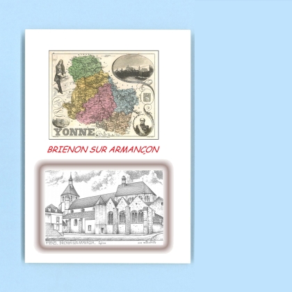 Cartes Postales impression Noir avec dpartement sur la ville de BRIENON SUR ARMANCON Titre : eglise