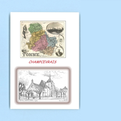 Cartes Postales impression Noir avec dpartement sur la ville de CHAMPCEVRAIS Titre : eglise