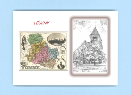 Cartes Postales impression Noir avec dpartement sur la ville de LEUGNY Titre : eglise