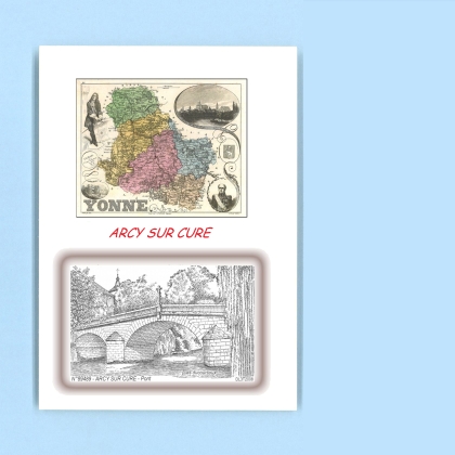 Cartes Postales impression Noir avec dpartement sur la ville de ARCY SUR CURE Titre : pont