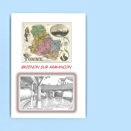 Cartes Postales impression Noir avec dpartement sur la ville de BRIENON SUR ARMANCON Titre : le grand lavoir