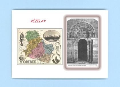 Cartes Postales impression Noir avec dpartement sur la ville de VEZELAY Titre : porte sud de l eglise