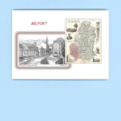 Cartes Postales impression Noir avec dpartement sur la ville de BELFORT Titre : faubourg des ancetres
