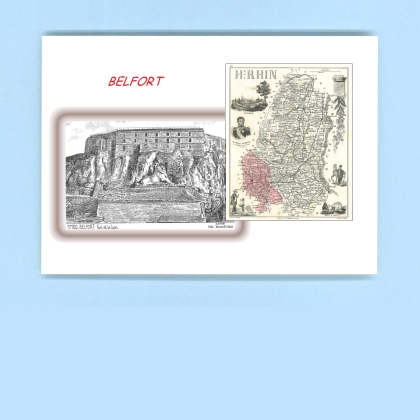 Cartes Postales impression Noir avec dpartement sur la ville de BELFORT Titre : fort et le lion
