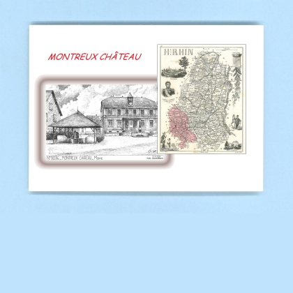 Cartes Postales impression Noir avec dpartement sur la ville de MONTREUX CHATEAU Titre : mairie