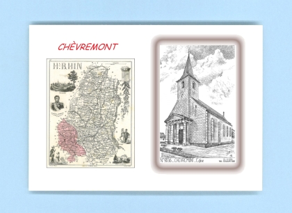 Cartes Postales impression Noir avec dpartement sur la ville de CHEVREMONT Titre : eglise