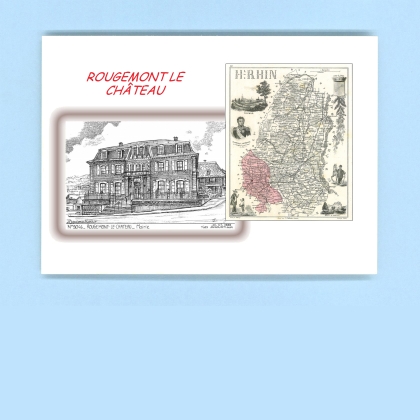 Cartes Postales impression Noir avec dpartement sur la ville de ROUGEMONT LE CHATEAU Titre : mairie