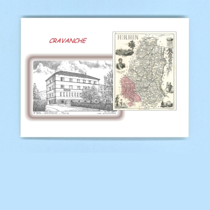 Cartes Postales impression Noir avec dpartement sur la ville de CRAVANCHE Titre : mairie