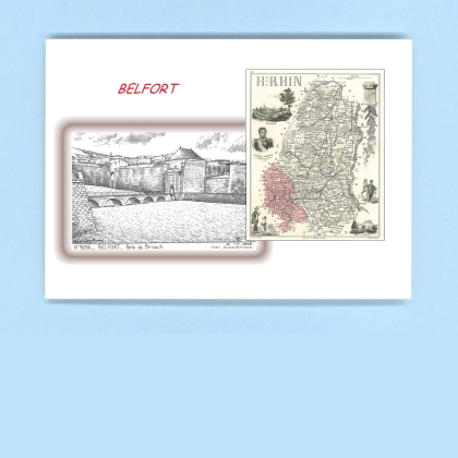 Cartes Postales impression Noir avec dpartement sur la ville de BELFORT Titre : porte de brisach
