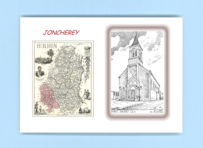 Cartes Postales impression Noir avec dpartement sur la ville de JONCHEREY Titre : eglise