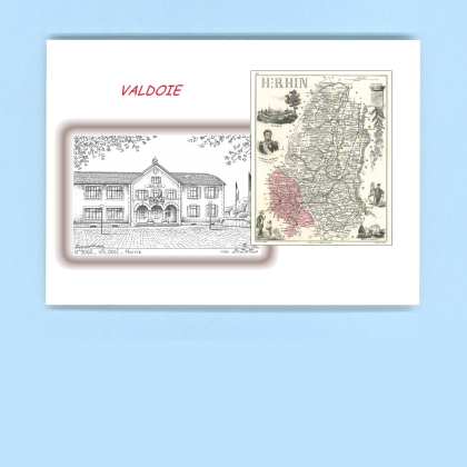 Cartes Postales impression Noir avec dpartement sur la ville de VALDOIE Titre : mairie