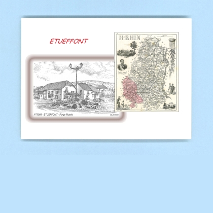 Cartes Postales impression Noir avec dpartement sur la ville de ETUEFFONT Titre : forge musee