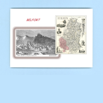 Cartes Postales impression Noir avec dpartement sur la ville de BELFORT Titre : la ville apres le 18 02 1871