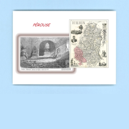 Cartes Postales impression Noir avec dpartement sur la ville de PEROUSE Titre : interieur de l eglise