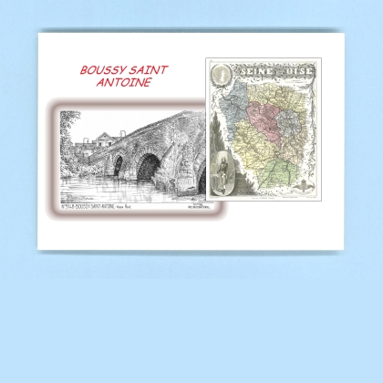 Cartes Postales impression Noir avec dpartement sur la ville de BOUSSY ST ANTOINE Titre : vieux pont