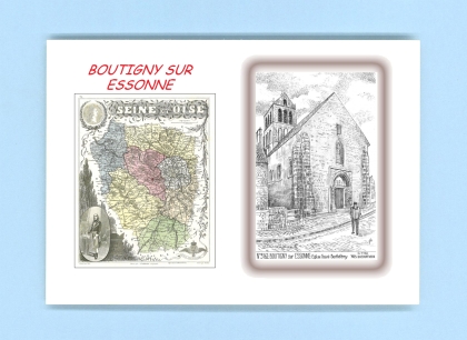 Cartes Postales impression Noir avec dpartement sur la ville de BOUTIGNY SUR ESSONNE Titre : eglise st barthelemy