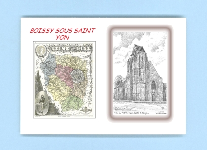 Cartes Postales impression Noir avec dpartement sur la ville de BOISSY SOUS ST YON Titre : eglise