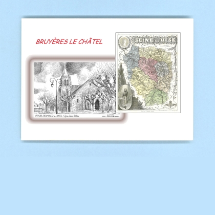 Cartes Postales impression Noir avec dpartement sur la ville de BRUYERES LE CHATEL Titre : eglise st didier