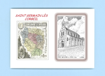 Cartes Postales impression Noir avec dpartement sur la ville de ST GERMAIN LES CORBEIL Titre : eglise