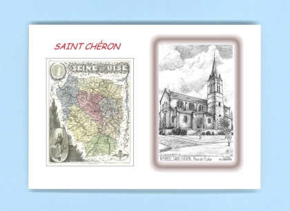 Cartes Postales impression Noir avec dpartement sur la ville de ST CHERON Titre : place de l eglise